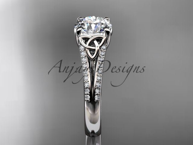 1 Carat Lab Grown Diamond Engagement Ring Celtic Round Brilliant Diamond Ring Celtic Knot Ring - AnjaysDesigns