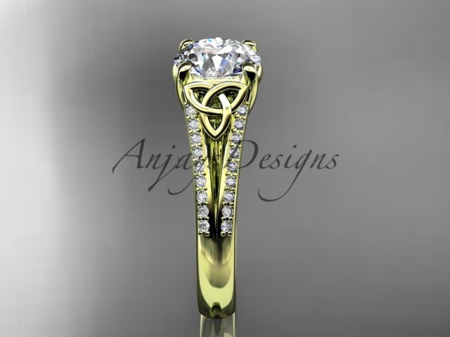 1 Carat Lab Grown Diamond Engagement Ring Celtic Round Brilliant Diamond Ring Celtic Knot Ring - AnjaysDesigns