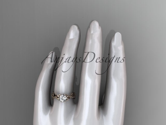 Diamond Celtic Engagement Ring Lab Grown Diamond Nature Inspired Wedding Ring - AnjaysDesigns