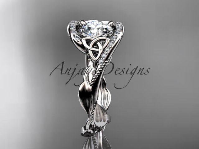 1 CT Round Cut Lab Grown Diamond Celtic Ring VS1 D CVD Nature Inspired Ring Unique IGI Certified Proposal Ring - AnjaysDesigns