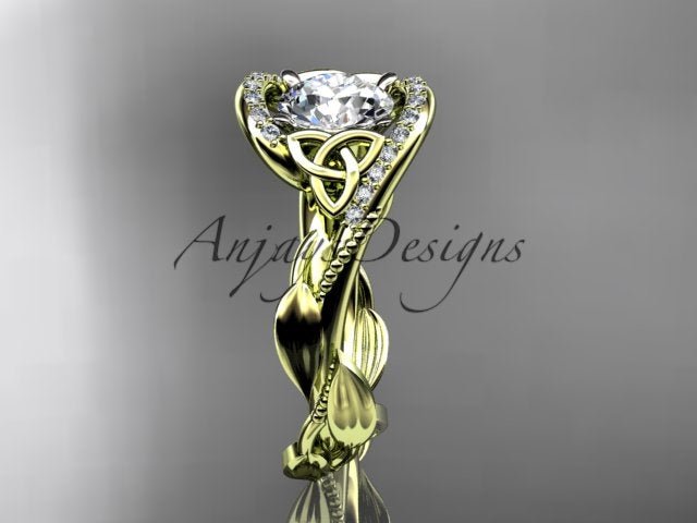 1 CT Round Cut Lab Grown Diamond Celtic Ring VS1 D CVD Nature Inspired Ring Unique IGI Certified Proposal Ring - AnjaysDesigns