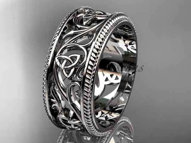 Celtic Wedding Band Trinity Knot Women's Ring Irish Knot Wedding Band Nature Inspired Bridal Ring