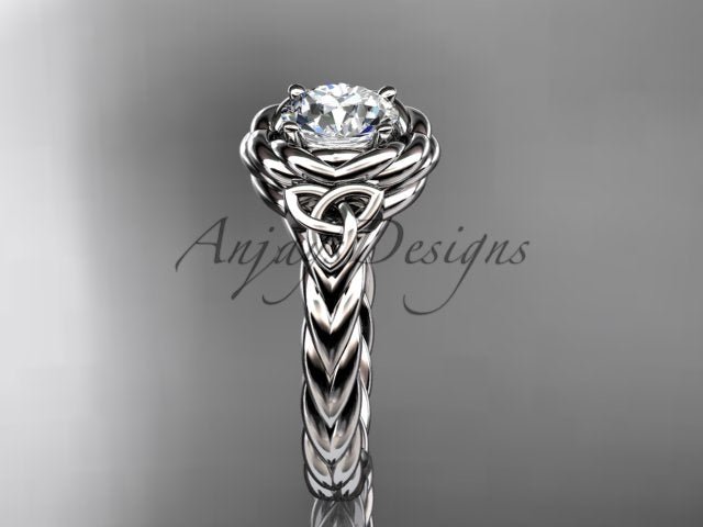 Twisted Band Rope Wedding Ring Celtic Round Lab Grown Diamond Solitaire Engagement Ring - AnjaysDesigns