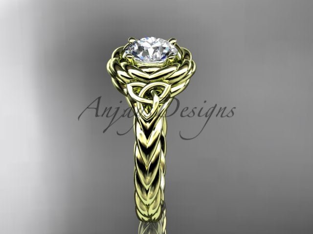 Twisted Band Rope Wedding Ring Celtic Round Lab Grown Diamond Solitaire Engagement Ring - AnjaysDesigns