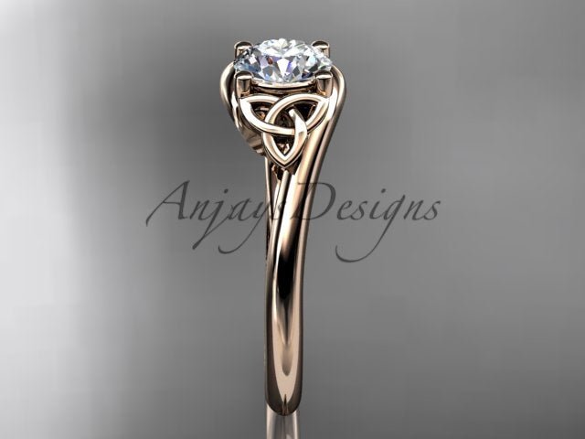 1 Carat Round Diamond Engagement Ring Celtic Wedding Ring Dainty - AnjaysDesigns