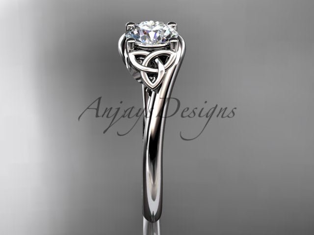 1 Carat Round Diamond Engagement Ring Celtic Wedding Ring Dainty - AnjaysDesigns