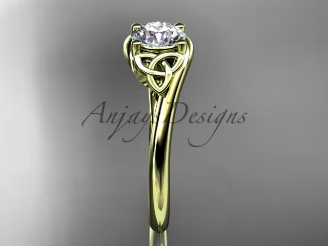 1 Carat Round Diamond Engagement Ring Celtic Wedding Ring Dainty - AnjaysDesigns