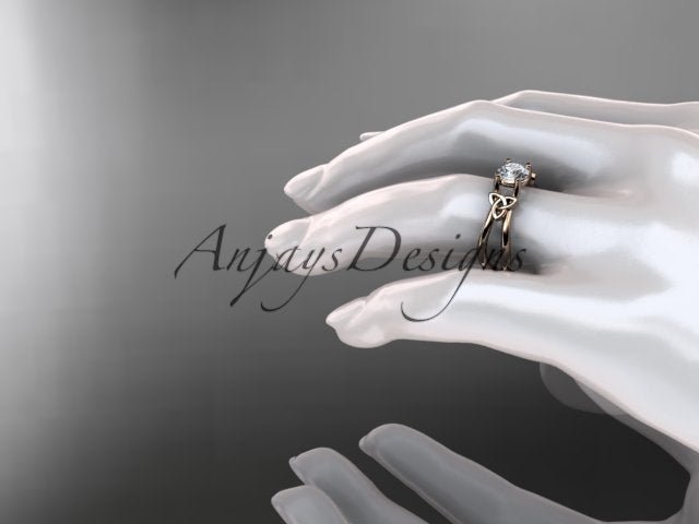 Celtic Diamond Engagement Ring 1 Carat Round Cut D VS1 Engagement Ring Minimalist Ring - AnjaysDesigns