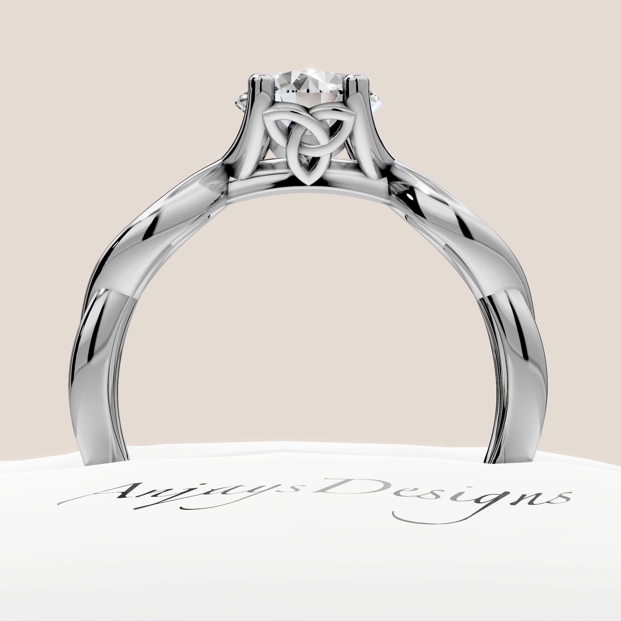 Celtic Engagement Ring 1 CT Round Lab Created Diamond Solitaire Ring
