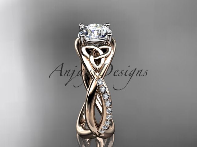 1 Carat Round Brilliant Lab Grown Diamond Celtic Ring Trinity Knot Engagement Ring 4 Prong IGI Certified - AnjaysDesigns