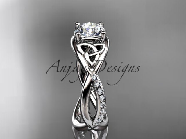 1 Carat Round Brilliant Lab Grown Diamond Celtic Ring Trinity Knot Engagement Ring 4 Prong IGI Certified - AnjaysDesigns
