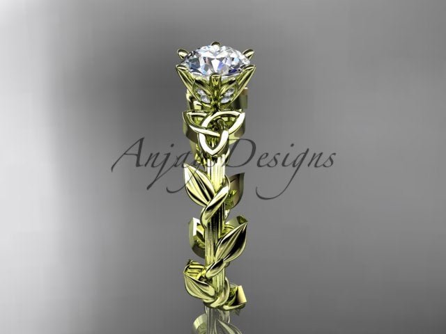 Nature Inspired Celtic Engagement Ring 1 Carat Diamond Trinity Knot Nature Ring IGI - with certification