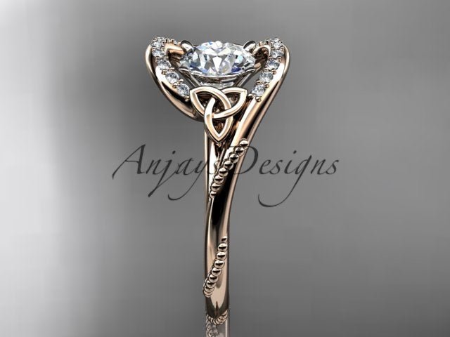 1 Carat Round Cut D VS1 Lab Grown Diamond Celtic Engagement Ring Trinity Knot Proposal Ring Dainty Ring - AnjaysDesigns
