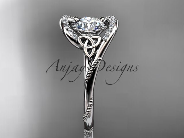 1 Carat Round Cut D VS1 Lab Grown Diamond Celtic Engagement Ring Trinity Knot Proposal Ring Dainty Ring - AnjaysDesigns