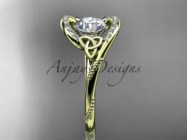 1 Carat Round Cut D VS1 Lab Grown Diamond Celtic Engagement Ring Trinity Knot Proposal Ring Dainty Ring - AnjaysDesigns