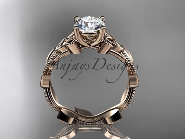 Nature Inspired Celtic Engagement Ring 1 Carat Lab Grown Diamond Trinity Knot Wedding Ring - AnjaysDesigns