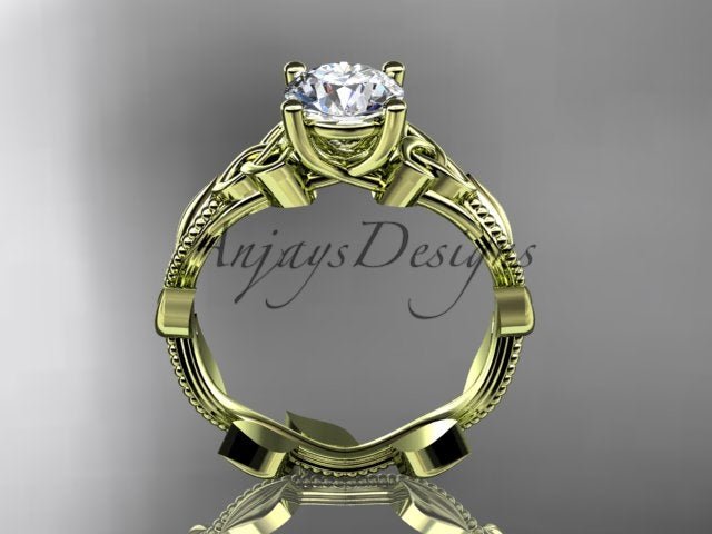 Nature Inspired Celtic Engagement Ring 1 Carat Lab Grown Diamond Trinity Knot Wedding Ring - AnjaysDesigns