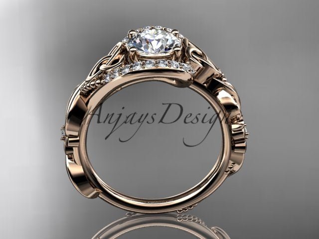 1 Carat Diamond Celtic Engagement Ring Trinity Knot Wedding Ring Nature Inspired IGI Certified - AnjaysDesigns