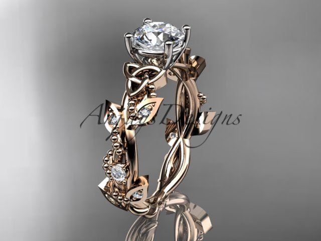 Celtic Trinity Knot Ring Nature Inspired Bridal 1 Carat Lab Grown Diamond Ring - AnjaysDesigns