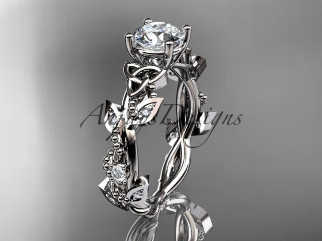 Celtic Trinity Knot Ring Nature Inspired Bridal 1 Carat Lab Grown Diamond Ring - AnjaysDesigns