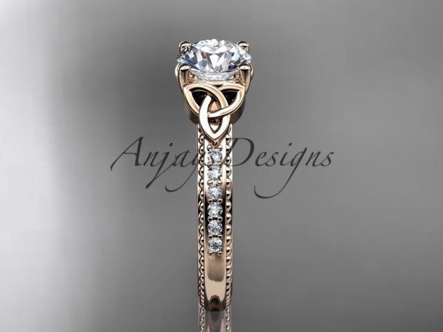 1 Carat D VS1 Round Brilliant Cut Lab Grown Diamond Celtic Engagement Ring Trinity Knot CVD Lab Created - AnjaysDesigns