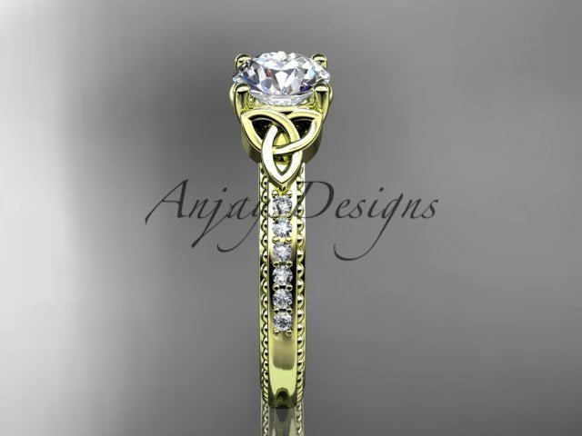 1 Carat D VS1 Round Brilliant Cut Lab Grown Diamond Celtic Engagement Ring Trinity Knot CVD Lab Created - AnjaysDesigns