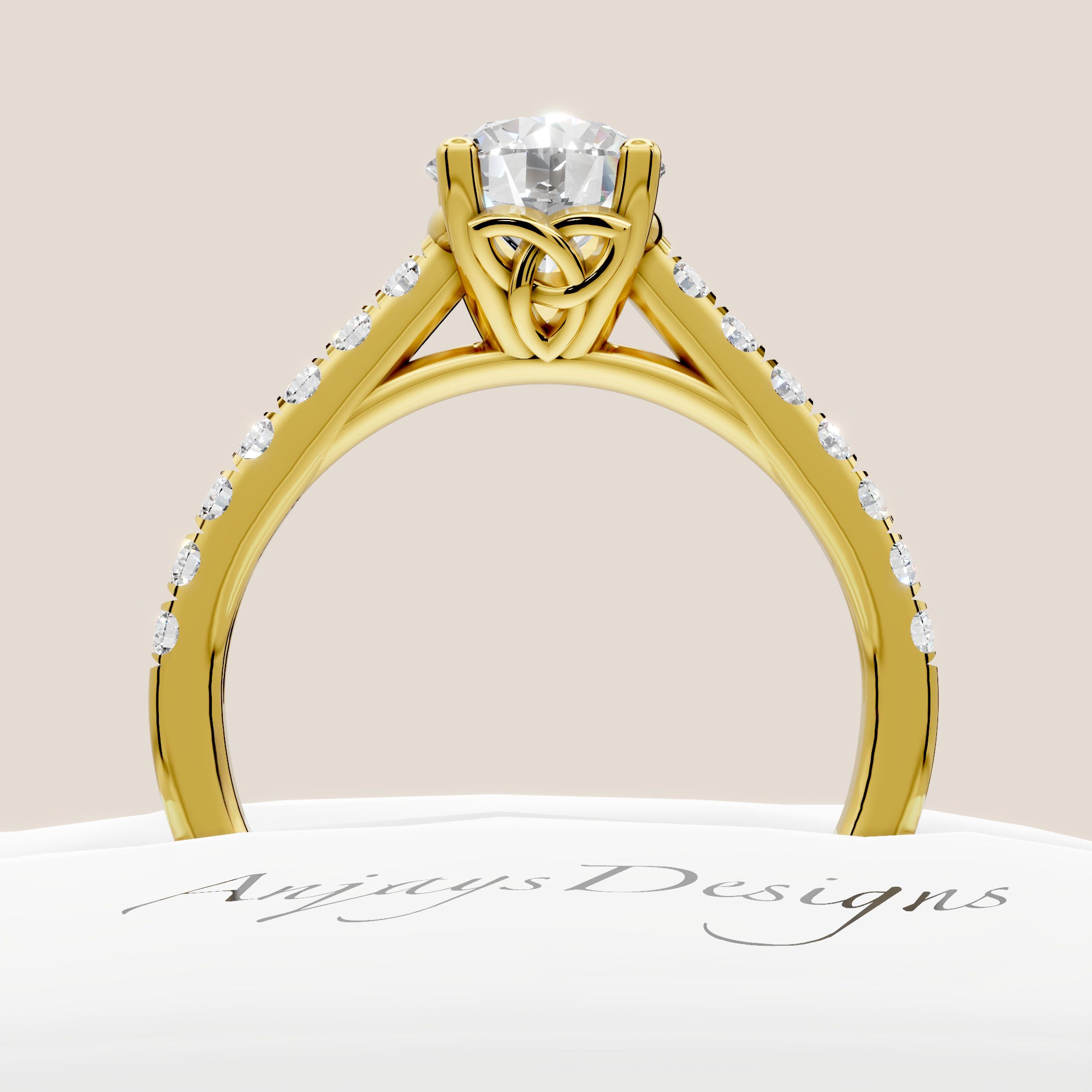 Celtic Trinity Knot Ring 1 Carat IGI Certified Round Lab Grown Diamond Engagement Ring Dainty Minimalist Ring