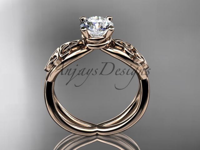 Celtic Engagement Ring Trinity Knot Ring Lab Grown Round Diamond Wedding Ring - AnjaysDesigns