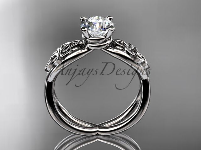 Celtic Engagement Ring Trinity Knot Ring Lab Grown Round Diamond Wedding Ring - AnjaysDesigns