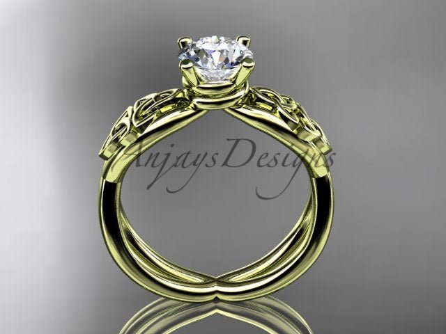 Celtic Engagement Ring Trinity Knot Ring Lab Grown Round Diamond Wedding Ring - AnjaysDesigns