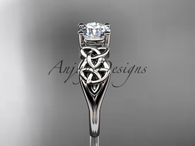 Celtic Engagement Ring 1 Carat Round D VS1 Lab Grown Diamond Solitaire Ring Trinity Knot Ring