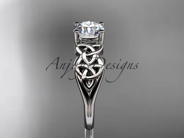 Celtic Engagement Ring 1 Carat Round D VS1 Lab Grown Diamond Solitaire Ring Trinity Knot Ring - AnjaysDesigns