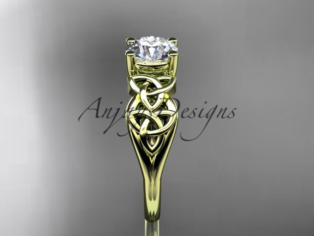 Celtic Engagement Ring 1 Carat Round D VS1 Lab Grown Diamond Solitaire Ring Trinity Knot Ring - AnjaysDesigns