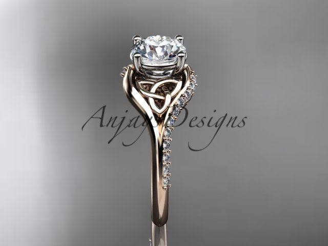 1 Carat Round Brilliant Lab Grown Diamond Celtic Engagement Ring Trinity Knot Symbol Ring - 14k rose gold