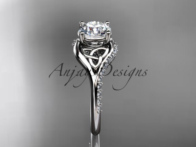 1 Carat Round Brilliant Lab Grown Diamond Celtic Engagement Ring Trinity Knot Symbol Ring - 14k white gold