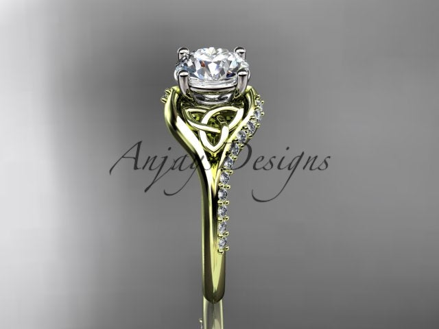 1 Carat Round Brilliant Lab Grown Diamond Celtic Engagement Ring Trinity Knot Symbol Ring - 14k yellow gold