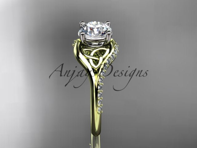 1 Carat Round Brilliant Lab Grown Diamond Celtic Engagement Ring Trinity Knot Symbol Ring - 14k yellow gold