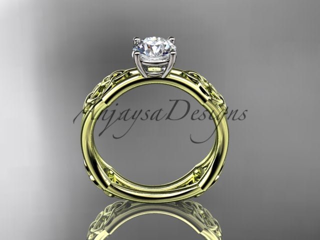 Celtic Engagement Ring 1 Carat Round Brilliant Lab Grown Diamond Trinity Knot Wedding Ring Triquetra Diamond Ring - AnjaysDesigns