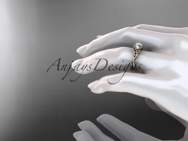 1 Carat Lab Grown Diamond Engagement Ring Celtic Round Brilliant CVD Diamond Triquetra Ring - AnjaysDesigns