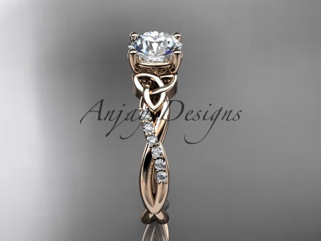 1 Carat Lab Grown Diamond Engagement Ring Celtic Round Brilliant CVD Diamond Triquetra Ring