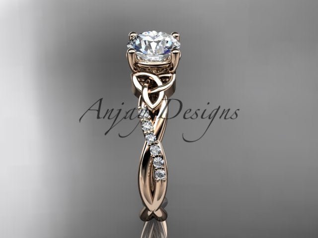 1 Carat Lab Grown Diamond Engagement Ring Celtic Round Brilliant CVD Diamond Triquetra Ring - AnjaysDesigns