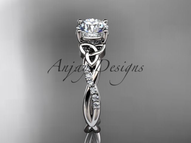 1 Carat Lab Grown Diamond Engagement Ring Celtic Round Brilliant CVD Diamond Triquetra Ring - AnjaysDesigns