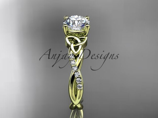 1 Carat Lab Grown Diamond Engagement Ring Celtic Round Brilliant CVD Diamond Triquetra Ring - AnjaysDesigns