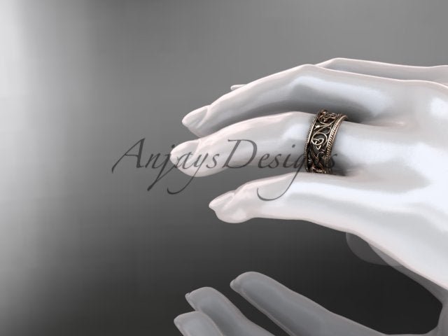 Celtic Wedding Band Trinity Knot Women's Ring Irish Knot Wedding Band Nature Inspired Bridal Ring - AnjaysDesigns