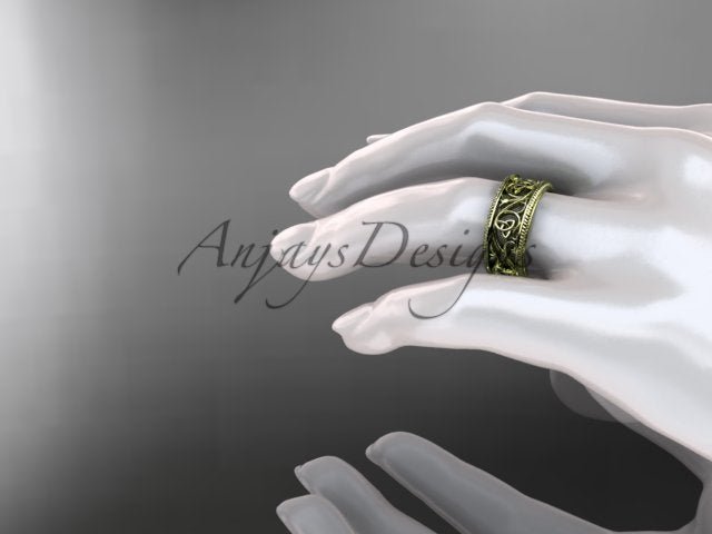 Celtic Wedding Band Trinity Knot Women's Ring Irish Knot Wedding Band Nature Inspired Bridal Ring - AnjaysDesigns