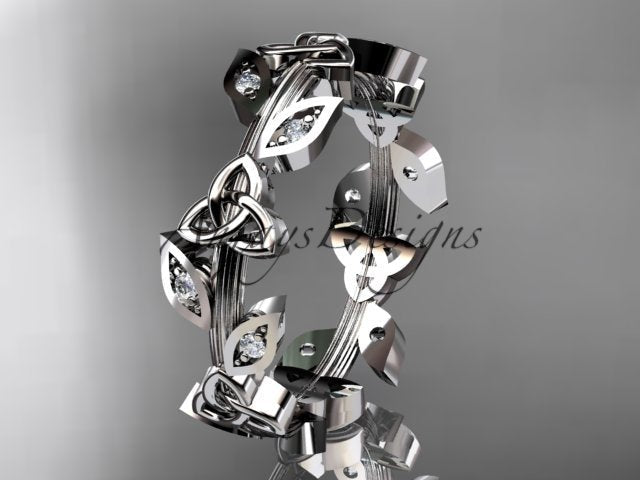 Celtic Wedding Band Nature Inspired Lab Grown Diamond Ring Celtic Knot Bridal Band - AnjaysDesigns