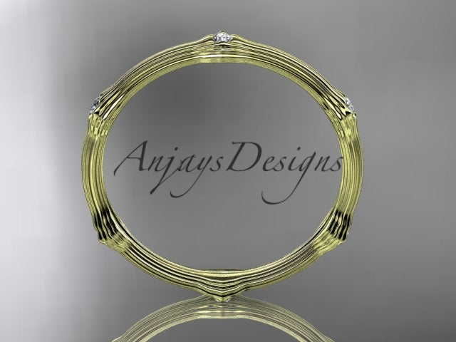 Petite Diamond Wedding Band Thin Wedding Band Nature Inspired Delicate Ring