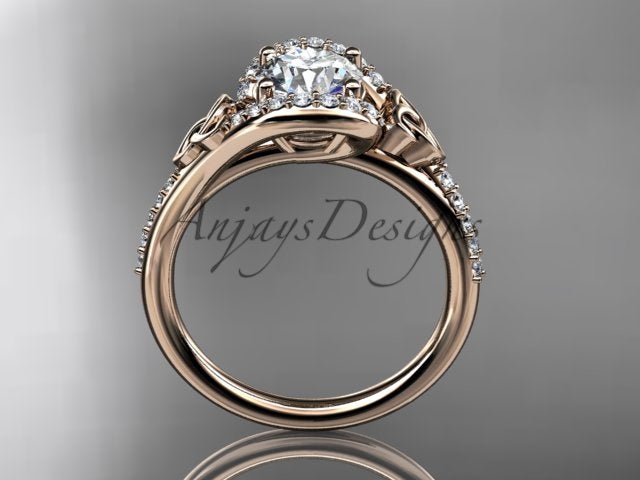Celtic Engagement Ring 1 Carat Round Lab Grown Diamond Ring Trinity Knot Thin Engagement Ring Dainty Ring - AnjaysDesigns