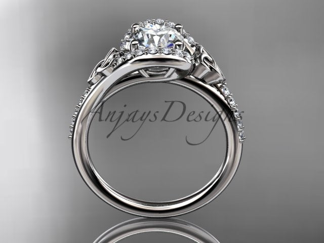 Celtic Engagement Ring 1 Carat Round Lab Grown Diamond Ring Trinity Knot Thin Engagement Ring Dainty Ring