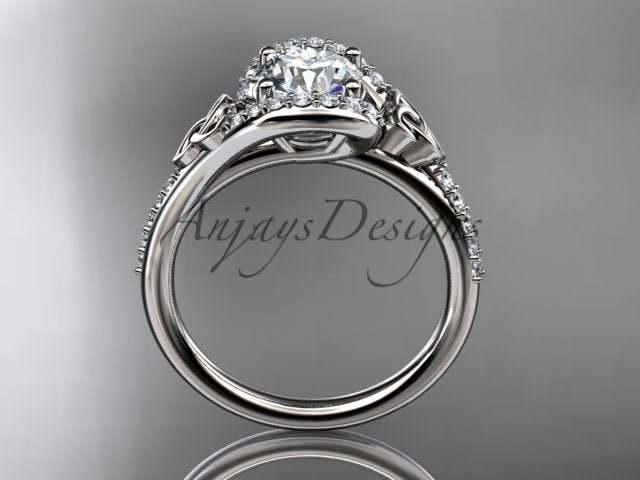 Celtic Engagement Ring 1 Carat Round Lab Grown Diamond Ring Trinity Knot Thin Engagement Ring Dainty Ring - AnjaysDesigns
